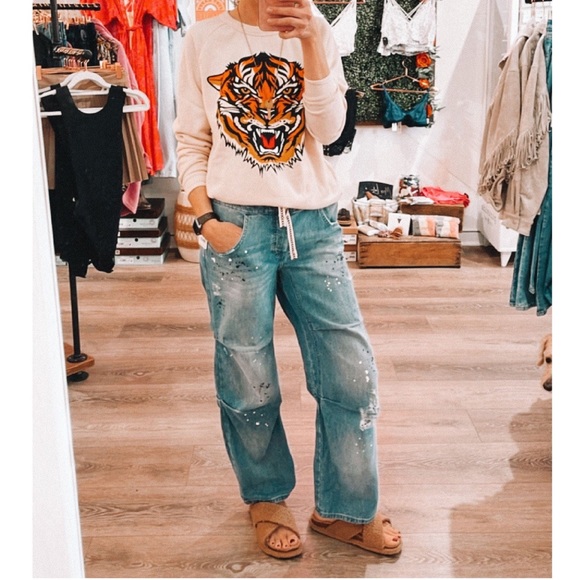 Free People Blue Wide Leg Pants - Picture 5 of 5